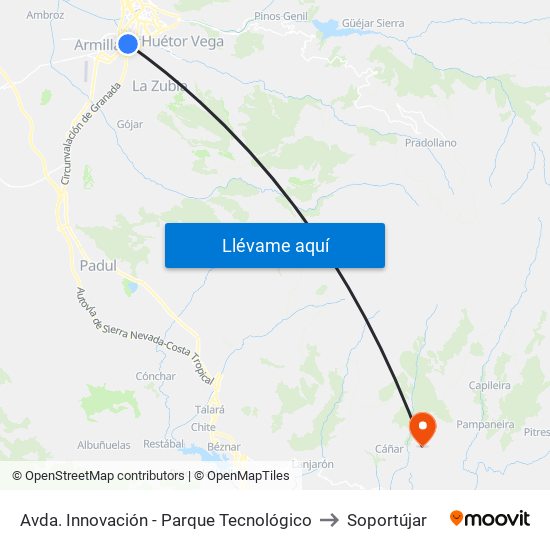 Avda. Innovación - Parque Tecnológico to Soportújar map