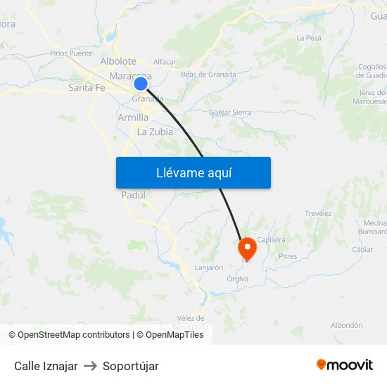 Calle Iznajar to Soportújar map