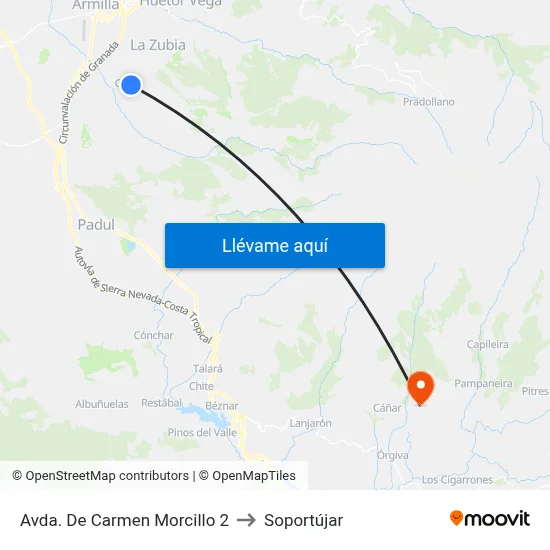 Avda. De Carmen Morcillo 2 to Soportújar map