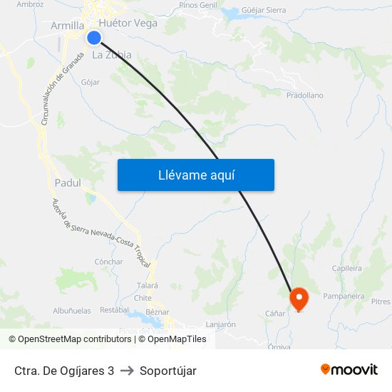 Ctra. De Ogíjares 3 to Soportújar map