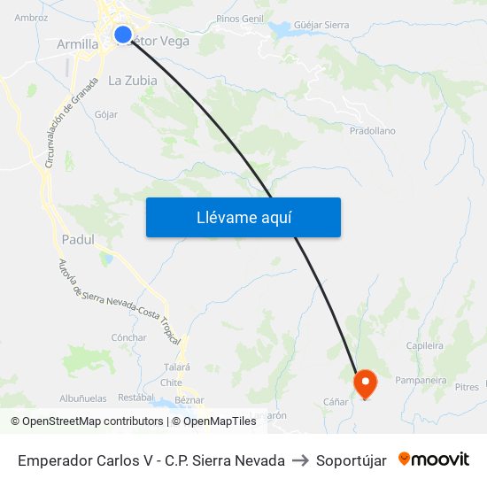 Emperador Carlos V - C.P. Sierra Nevada to Soportújar map