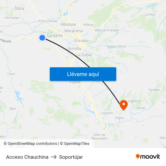 Acceso Chauchina to Soportújar map