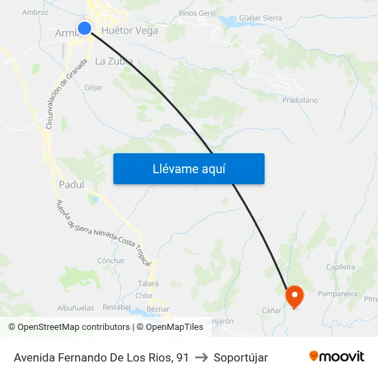 Avenida Fernando De Los Rios, 91 to Soportújar map