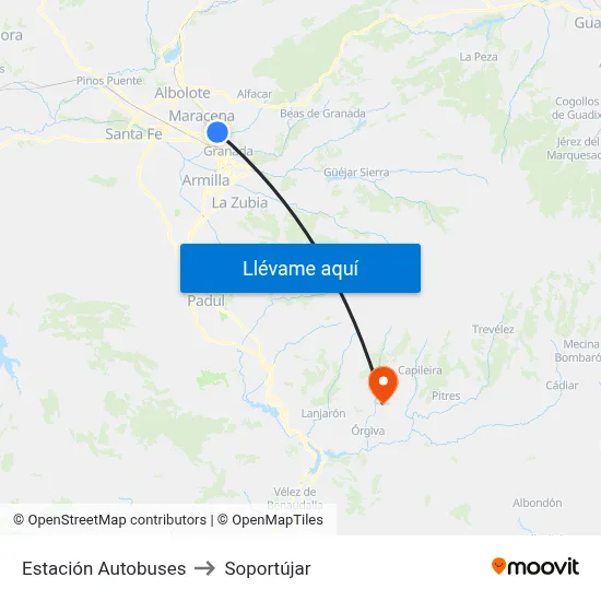Estación Autobuses to Soportújar map