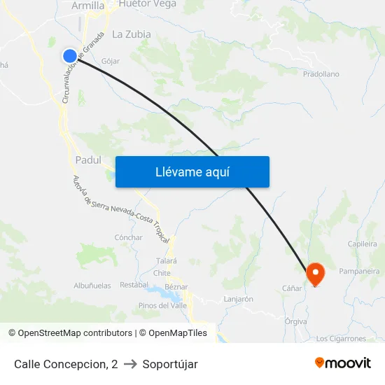 Calle Concepcion, 2 to Soportújar map