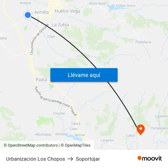 Urbanización Los Chopos to Soportújar map