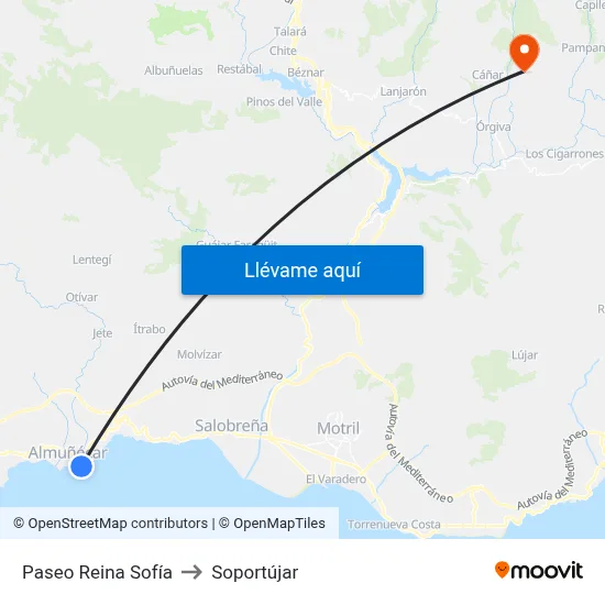 Paseo Reina Sofía to Soportújar map