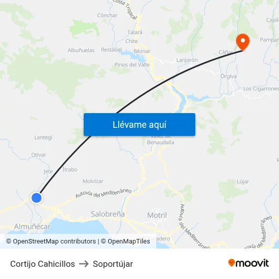 Cortijo Cahicillos to Soportújar map
