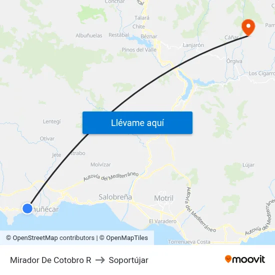 Mirador De Cotobro R to Soportújar map