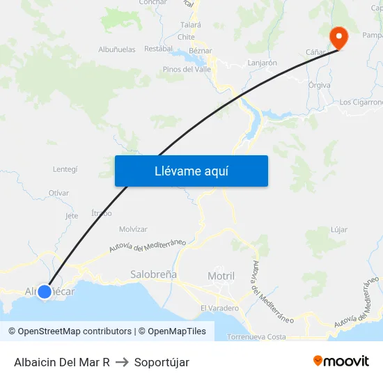 Albaicin Del Mar R to Soportújar map