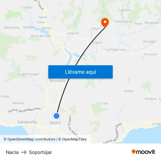 Nacla to Soportújar map