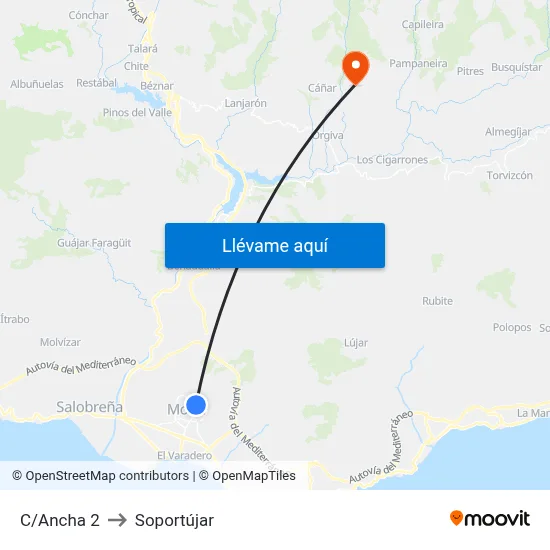 C/Ancha 2 to Soportújar map
