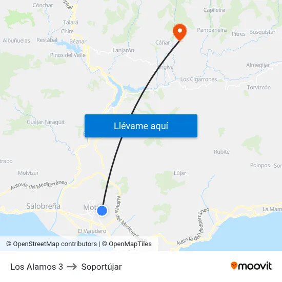 Los Alamos 3 to Soportújar map
