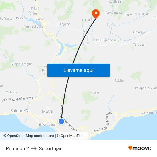 Puntalon 2 to Soportújar map