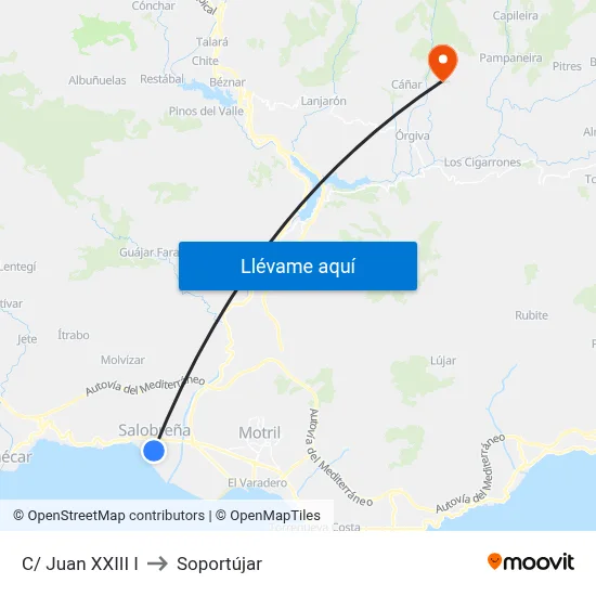 C/ Juan XXIII I to Soportújar map
