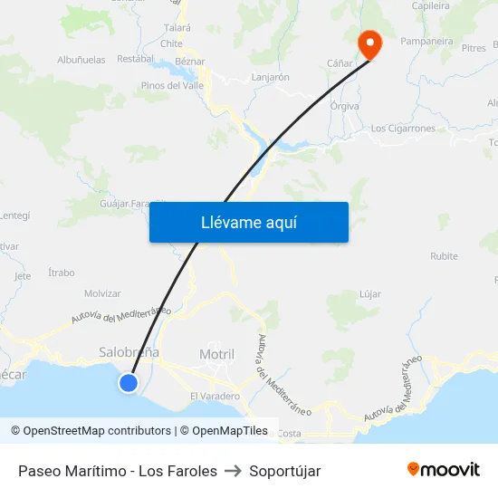 Paseo Marítimo - Los Faroles to Soportújar map