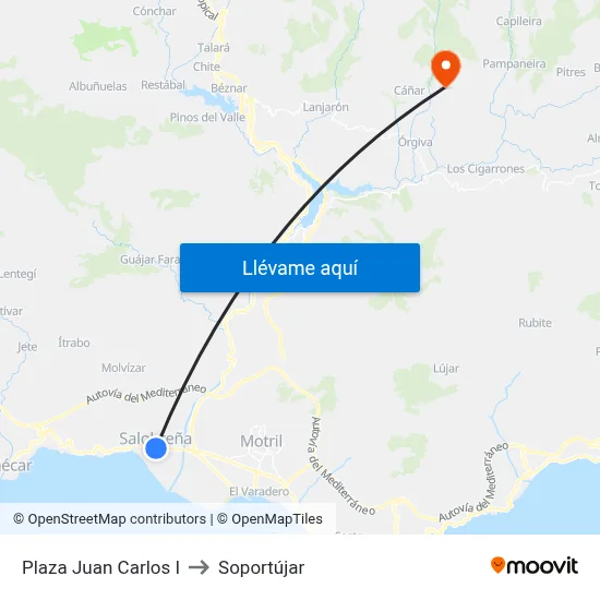 Plaza Juan Carlos I to Soportújar map