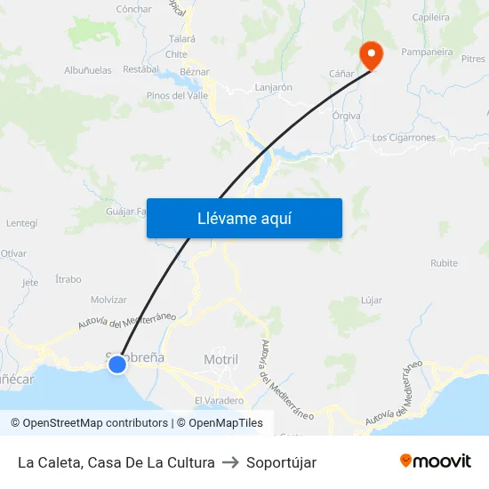 La Caleta, Casa De La Cultura to Soportújar map