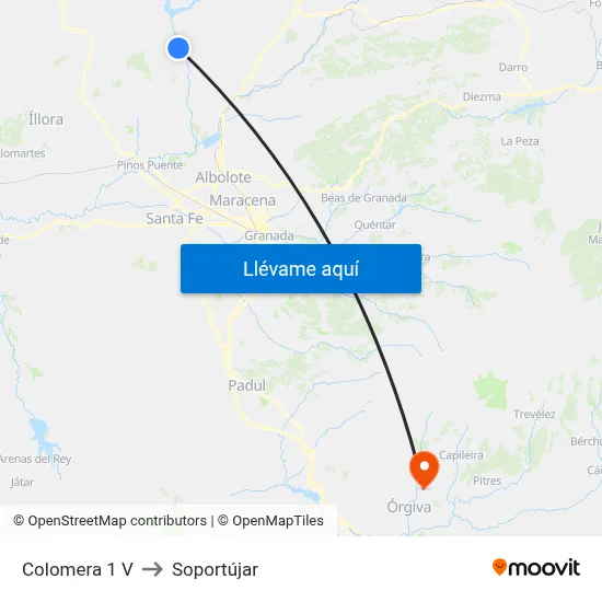 Colomera 1 V to Soportújar map