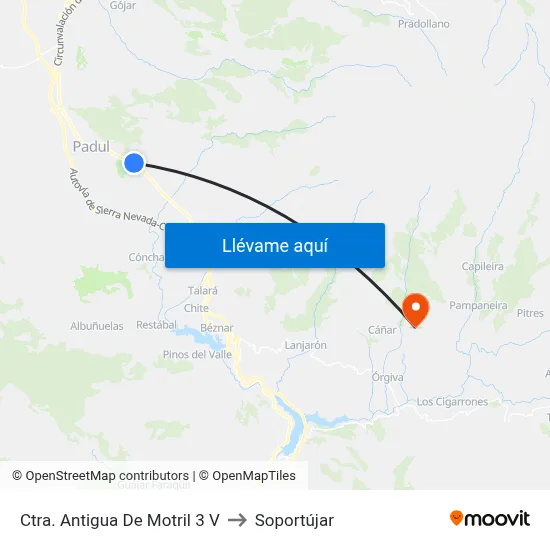 Ctra. Antigua De Motril 3 V to Soportújar map