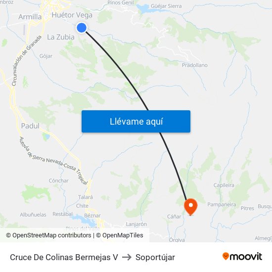 Cruce De Colinas Bermejas V to Soportújar map