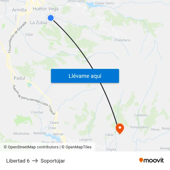 Libertad 6 to Soportújar map