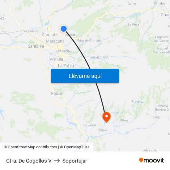 Ctra. De Cogollos V to Soportújar map