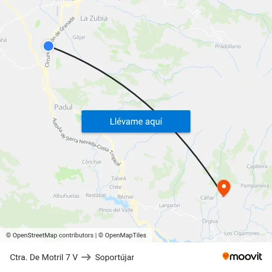 Ctra. De Motril 7 V to Soportújar map