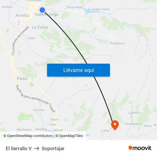 El Serrallo V to Soportújar map