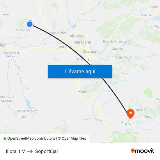 Íllora 1 V to Soportújar map