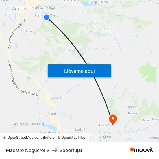 Maestro Noguerol V to Soportújar map