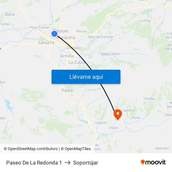 Paseo De La Redonda 1 to Soportújar map