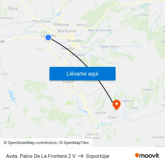Avda. Palos De La Frontera 2 V to Soportújar map