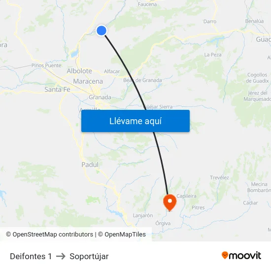 Deifontes 1 to Soportújar map