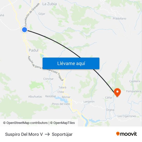 Suspiro Del Moro V to Soportújar map