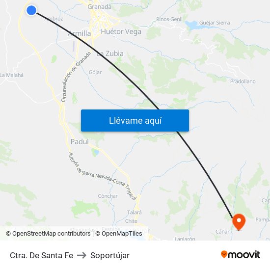 Ctra. De Santa Fe to Soportújar map