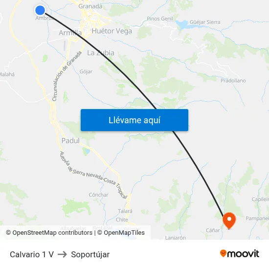 Calvario 1 V to Soportújar map