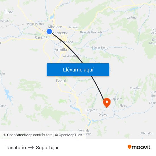 Tanatorio to Soportújar map