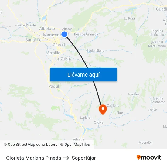 Glorieta Mariana Pineda to Soportújar map