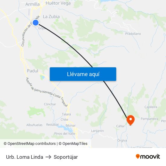 Urb. Loma Linda to Soportújar map