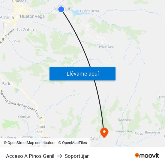 Acceso A Pinos Genil to Soportújar map