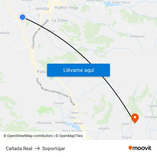 Cañada Real to Soportújar map