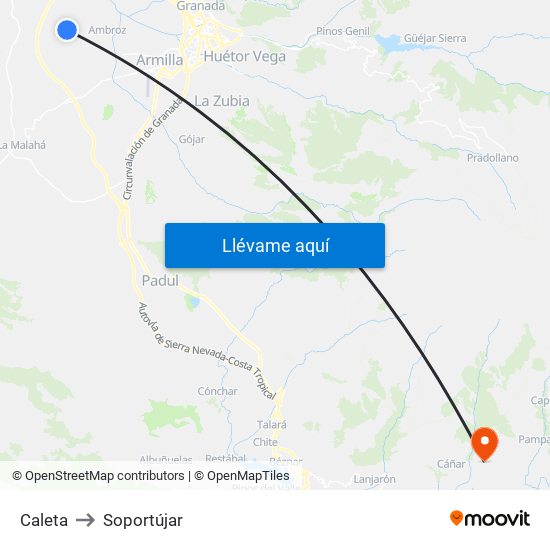 Caleta to Soportújar map