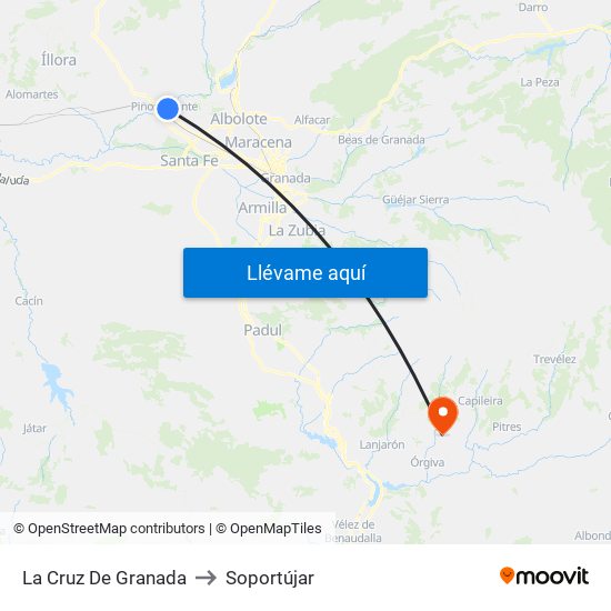 La Cruz De Granada to Soportújar map