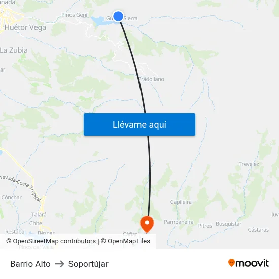 Barrio Alto to Soportújar map