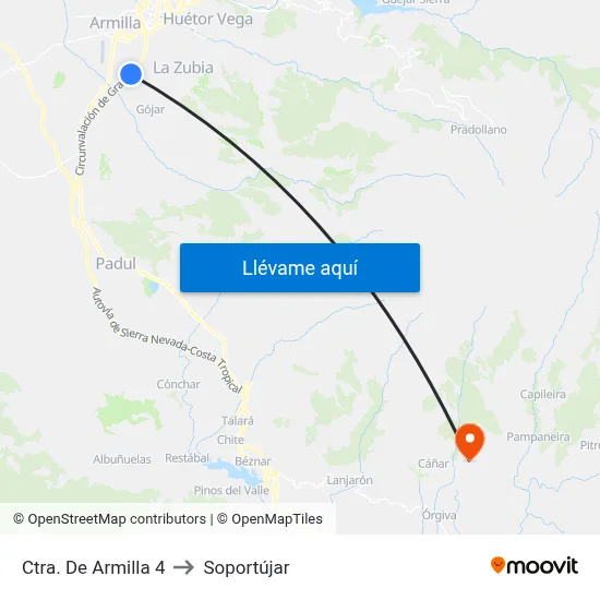 Ctra. De Armilla 4 to Soportújar map
