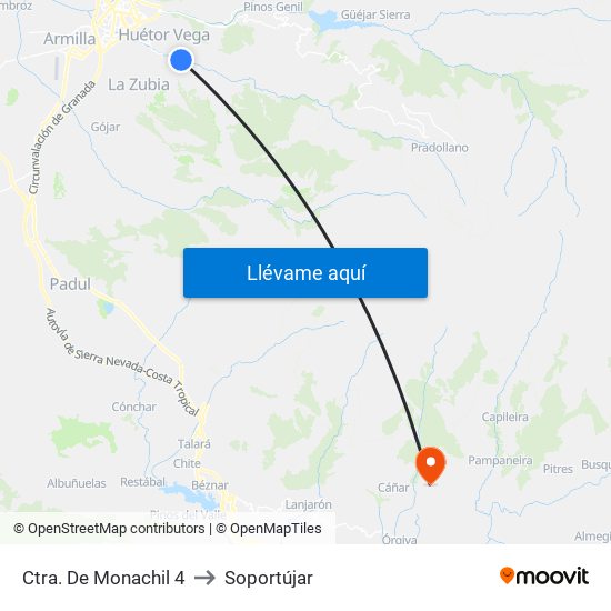 Ctra. De Monachil 4 to Soportújar map