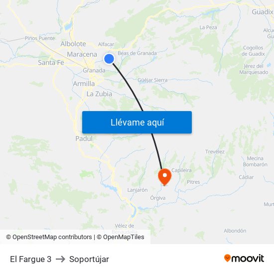 El Fargue 3 to Soportújar map