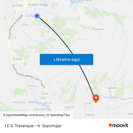 I.E.S. Trevenque to Soportújar map