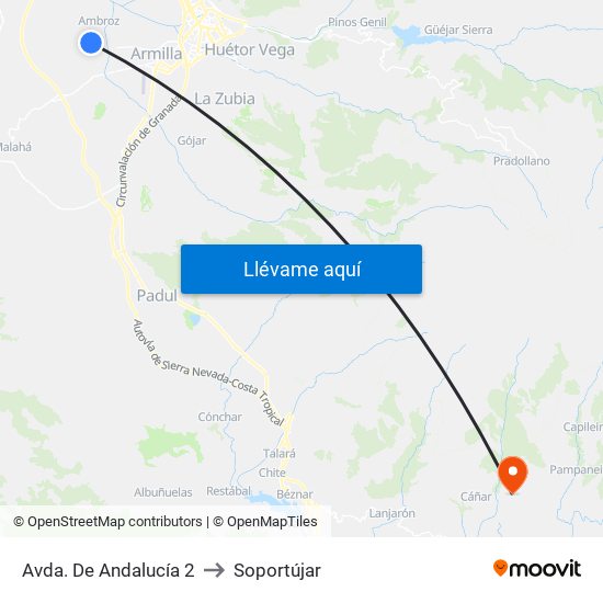 Avda. De Andalucía 2 to Soportújar map